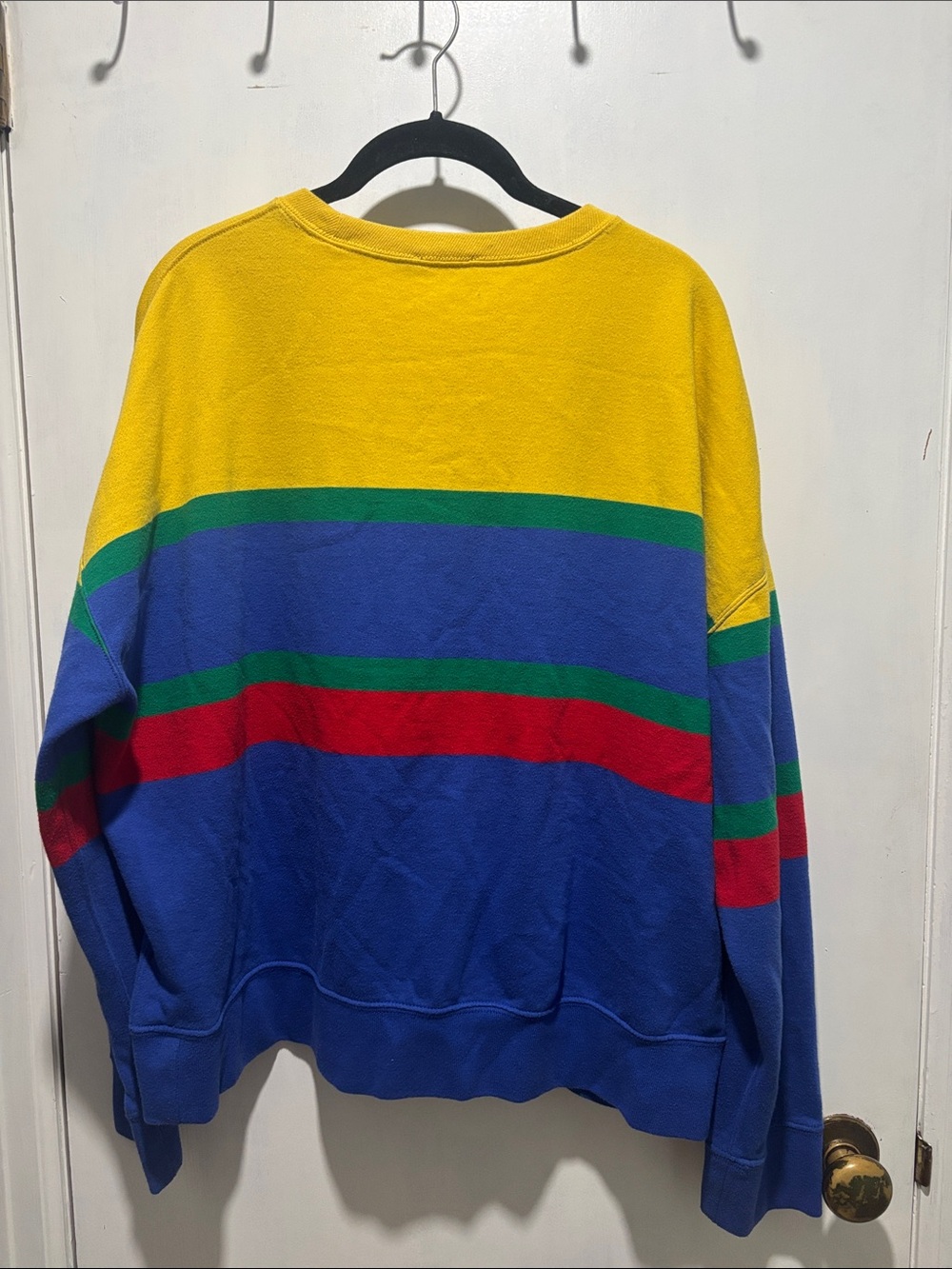POLO RALPH LAUREN Colorblock stripe polo logo crewneck sweatshirt cotton size XL - Picture 6 of 6